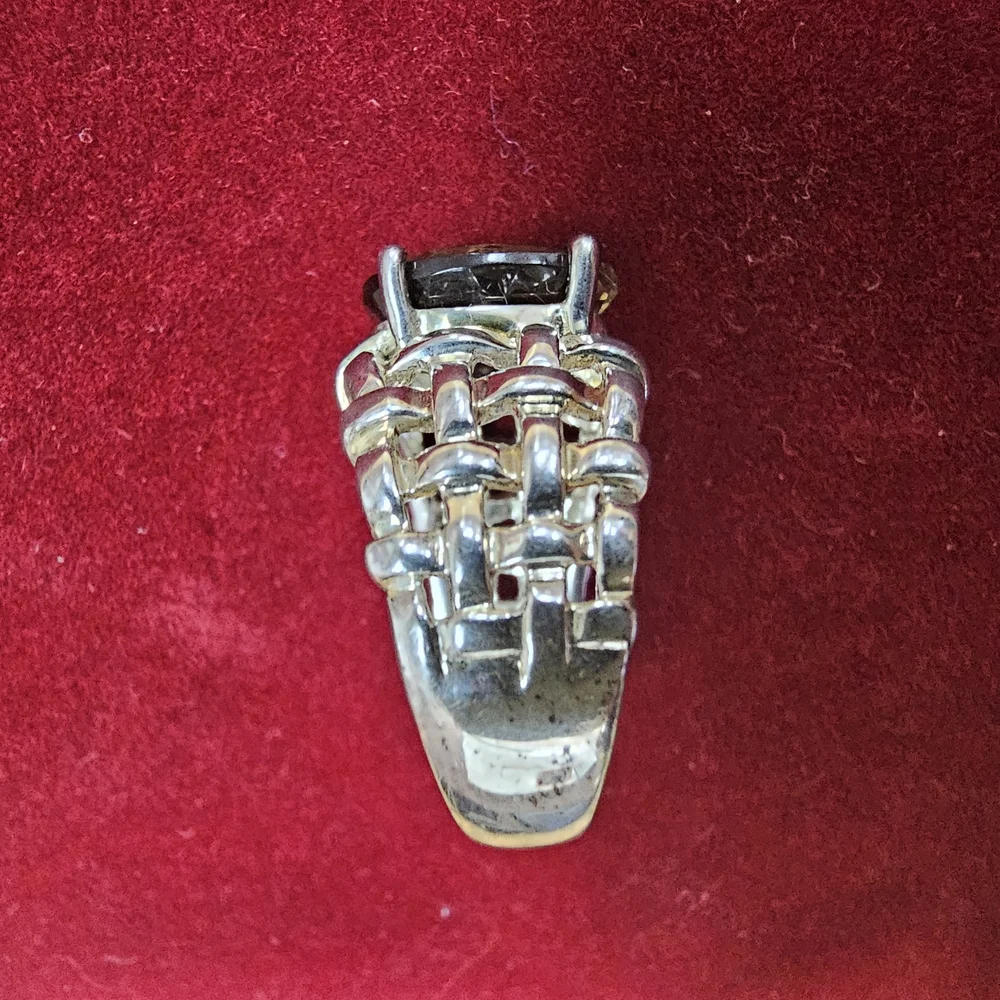STERLING SILVER & SMOKEY QUARTZ WOMENS RING Size 7